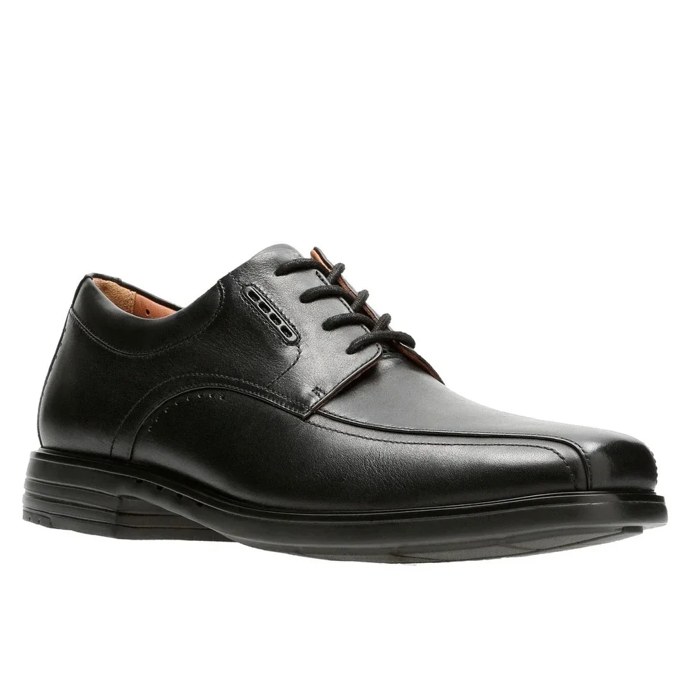 Clarks Unstructured Kenneth Black Leather Bicycle Toe Lace Up Oxford‎ Shoes M11